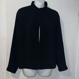 EILEEN FISHER Black Rayon and Silk Stand Collar Magnetic Button Jacket-S